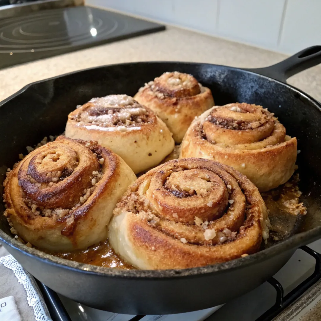 Store Bought Cinnamon Rolls in Cast Iron