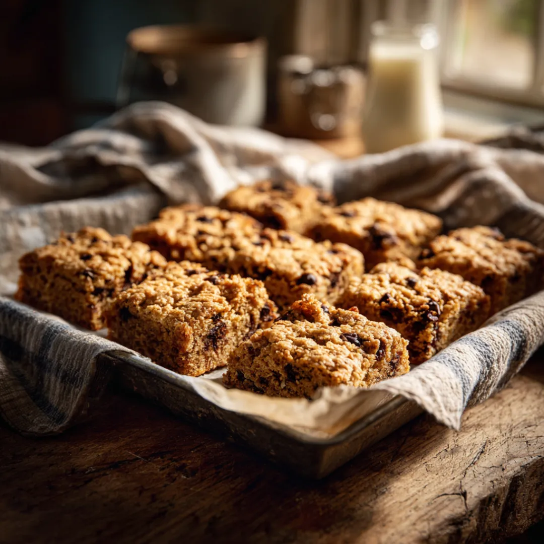Best oatmeal chocolate chip cookie bars on cooling tray