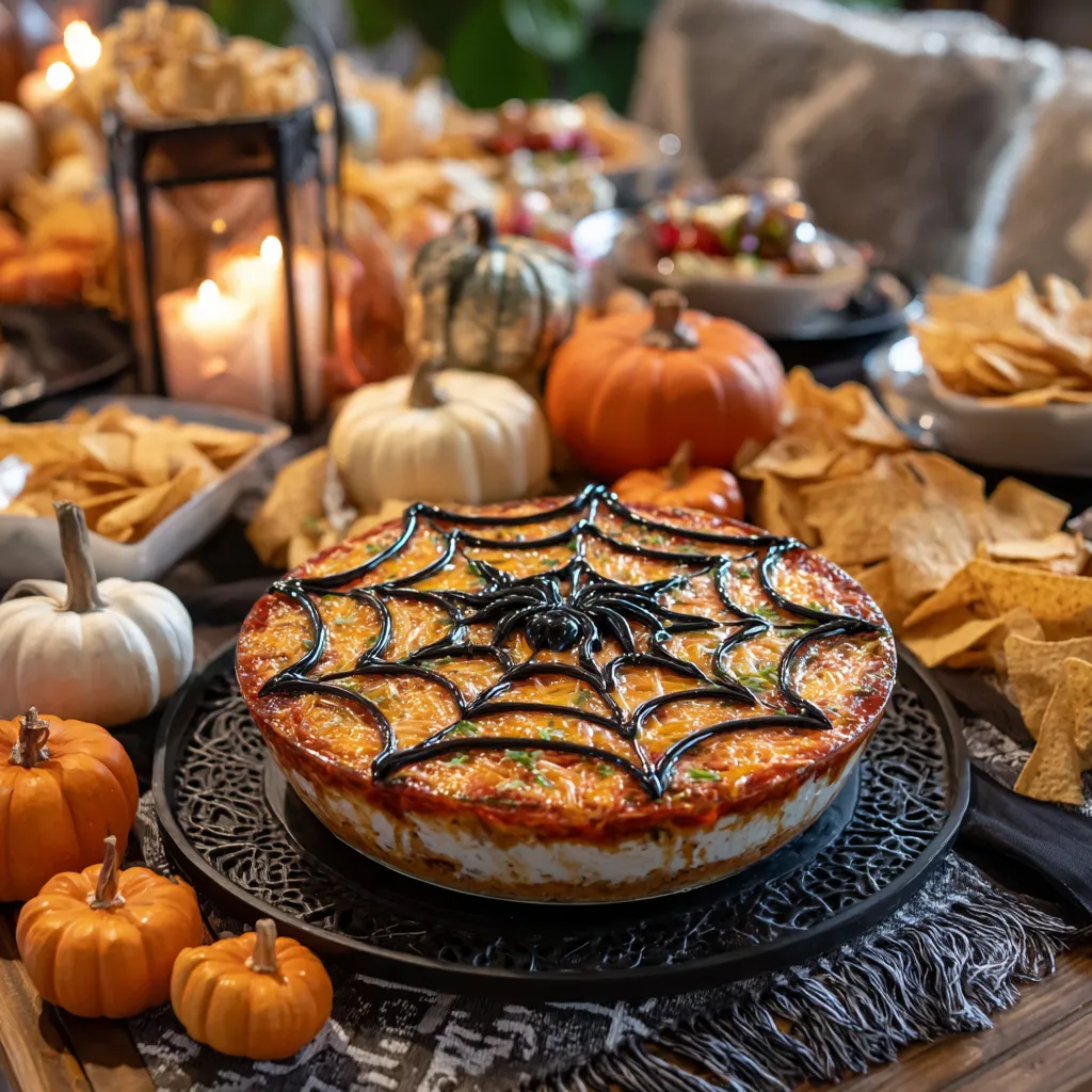 Spiderweb Seven-Layer Dip Halloween Recipe