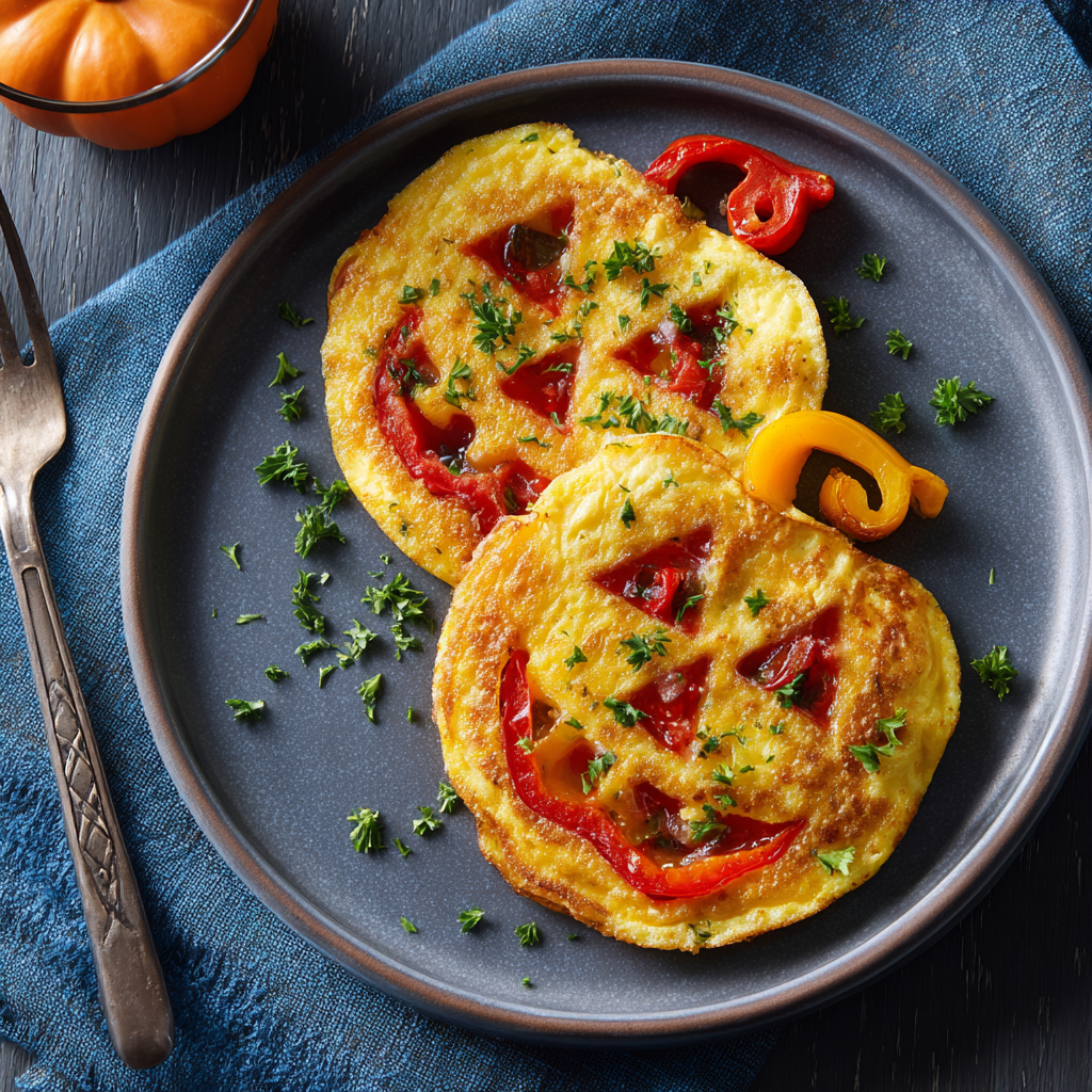 Recipe card for Jack-o’-Lantern Omelets