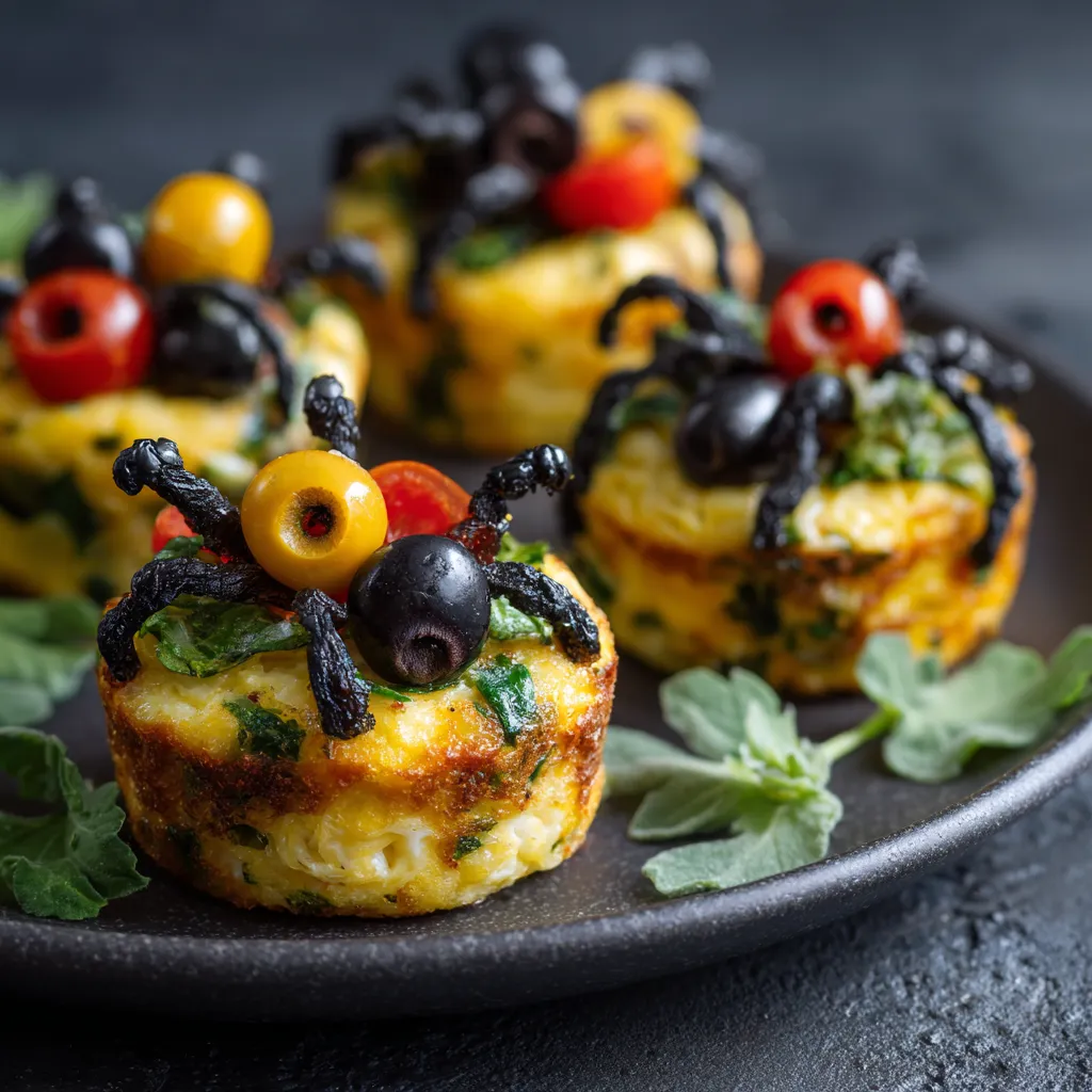 Mixing dry ingredients for spider egg muffins with olives