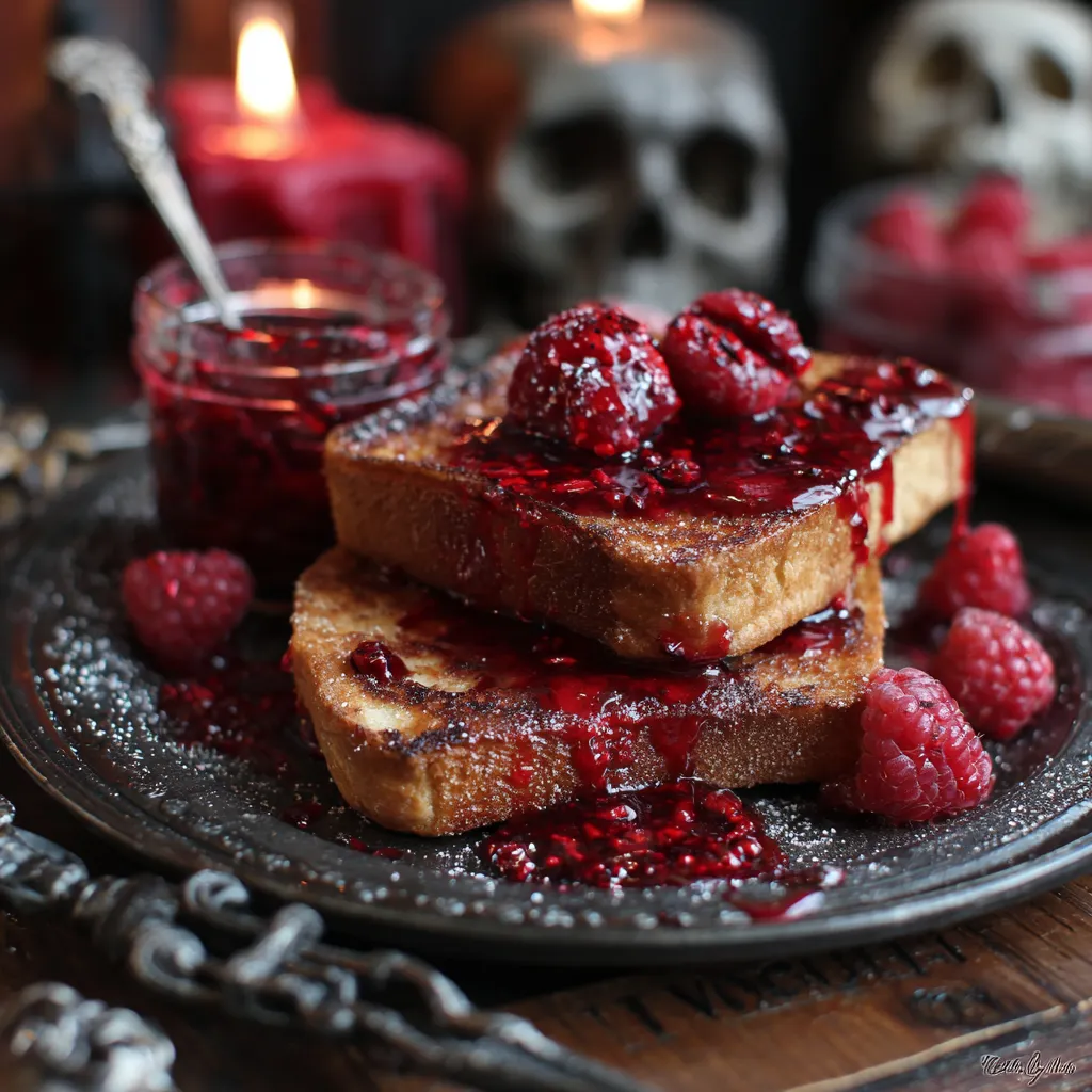 Vampire Toast with Raspberry Jam "Blood"