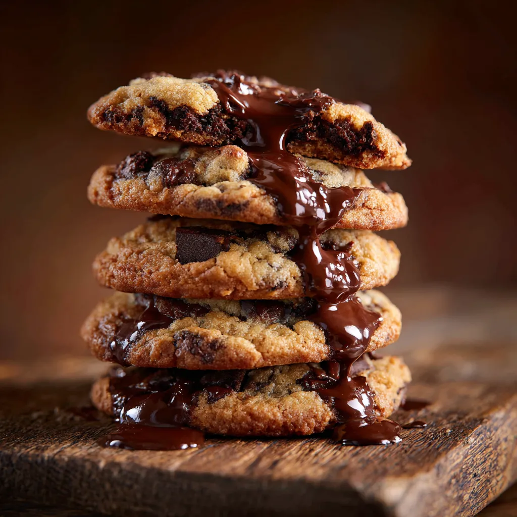 Gooey Center Chocolate Chip Cookies stacked