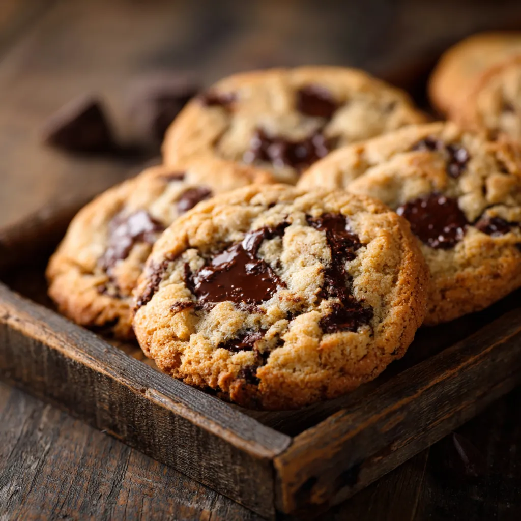 crispy edge chocolate chip cookies on tray
