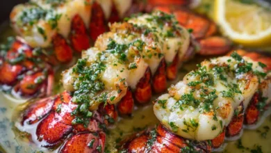 Butter Poached Lobster Tails with Garlic and Herbs