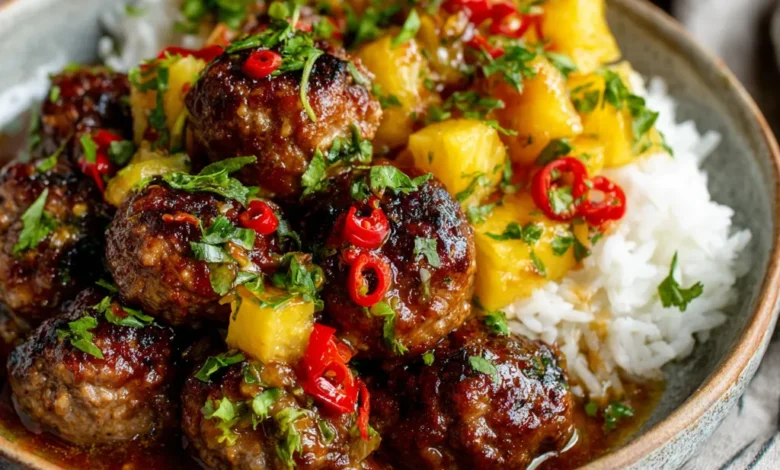 Classic Hawaiian Meatballs with Pineapple Sauce