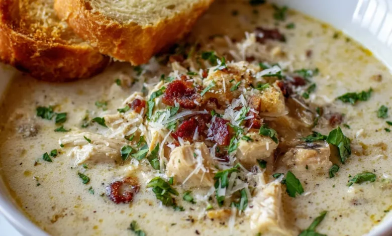 Creamy Garlic Parmesan Chicken Soup