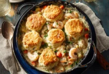 Creamy Seafood Pot Pie with Biscuit Topping