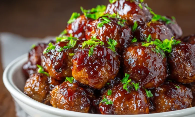 Crockpot Hawaiian Meatballs with Grape Jelly