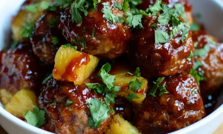 Crockpot Hawaiian Turkey Meatballs