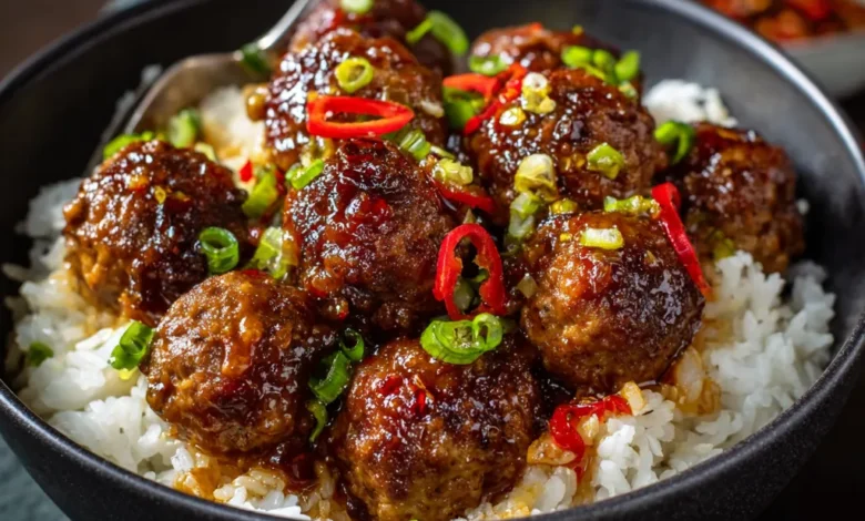 Hawaiian Meatballs with Sweet Chili Glaze