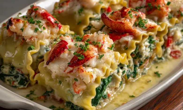 Lobster and Spinach Lasagna Rolls