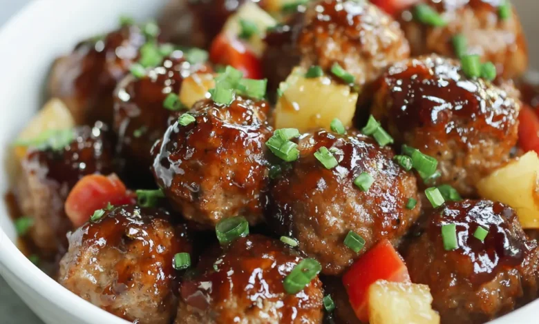 Mini Hawaiian Meatballs for Game Day