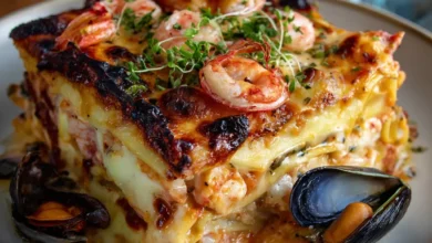 Mixed Seafood Lasagna with Mozzarella