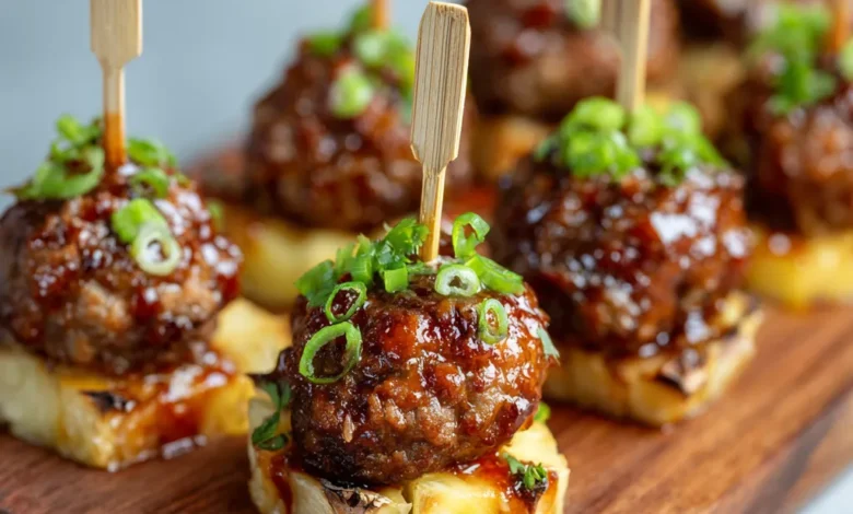 Pineapple BBQ Meatball Appetizers