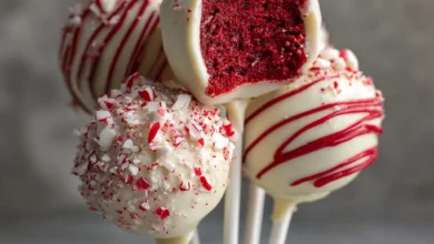 Red Velvet Peppermint Bark Cake Pops