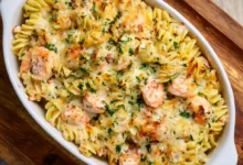 Salmon and Shrimp Creamy Pasta Bake