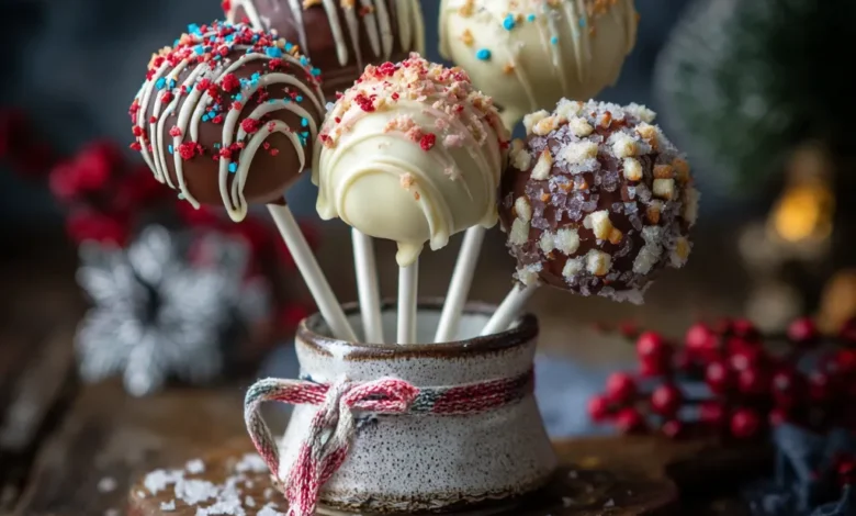 Salted Chocolate Christmas Cake Pops