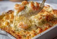 Shrimp Alfredo Lasagna Bake