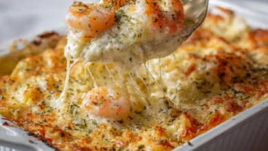 Shrimp Alfredo Lasagna Bake
