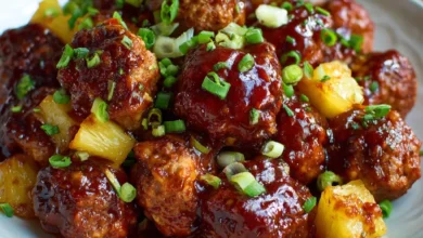 Slow Cooker BBQ Hawaiian Meatballs