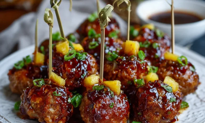 Slow Cooker Hawaiian Meatball Bites