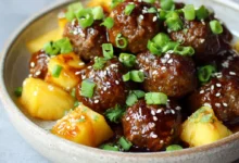 Teriyaki Hawaiian Meatballs with Pineapple Chunks