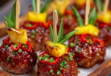 Toothpick Hawaiian Meatballs for Parties