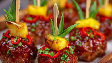 Toothpick Hawaiian Meatballs for Parties