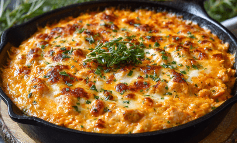 Buffalo Chicken Dip with Mozzarella and Cheddar
