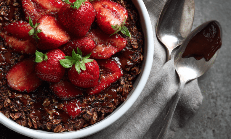 Chocolate Strawberry Baked Oatmeal