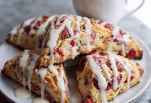 Flaky Strawberry Scones with Vanilla Glaze – A Sweet Morning from My Cretan Kitchen