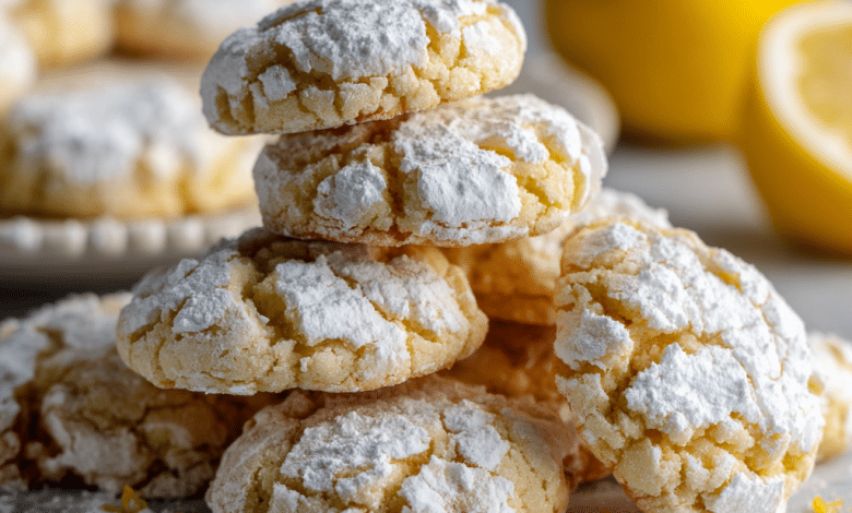 Lemon Crinkle Cookies with Powdered Sugar