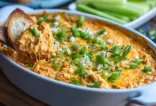 Oven-Baked Cheesy Buffalo Chicken Dip