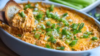 Oven-Baked Cheesy Buffalo Chicken Dip