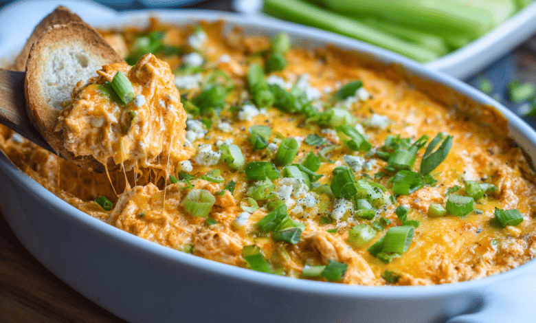 Oven-Baked Cheesy Buffalo Chicken Dip