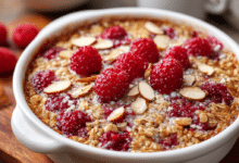 Raspberry Almond Oatmeal Bake
