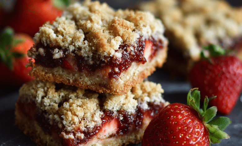 Strawberry Crumb Bars with Oat Topping – A Sweet Little Memory from My Cretan Kitchen
