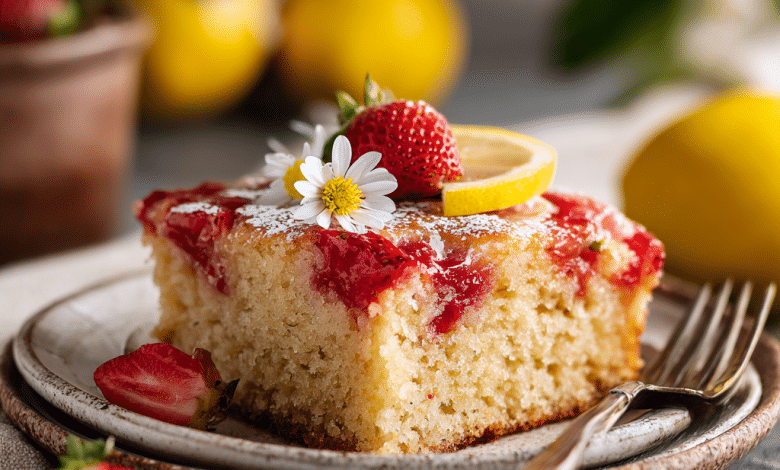 Strawberry Lemon Snack Cake – A Little Slice of Sunshine for Everyday Moments