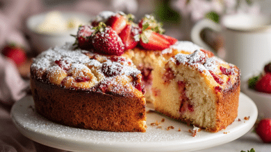 Strawberry Yogurt Breakfast Cake – A Soft Morning Hug From My Cretan Kitchen