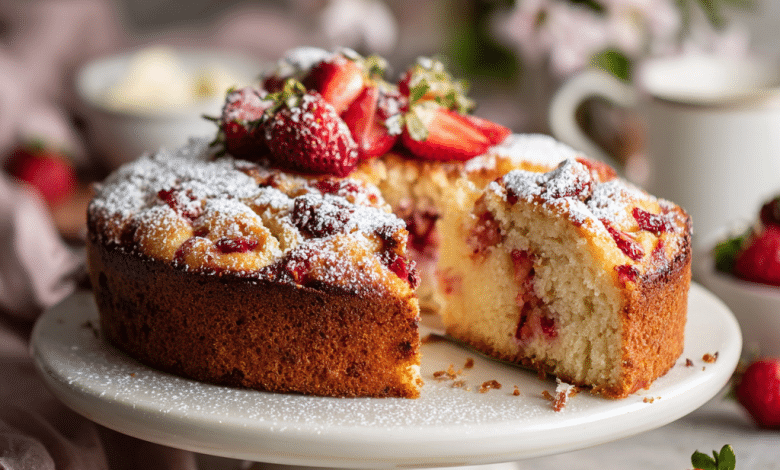 Strawberry Yogurt Breakfast Cake – A Soft Morning Hug From My Cretan Kitchen