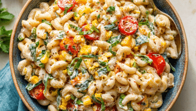 Vegan Street Corn Pasta Salad with Cashew Cream – A Bowl of Summer, Love, and Messy Laughter