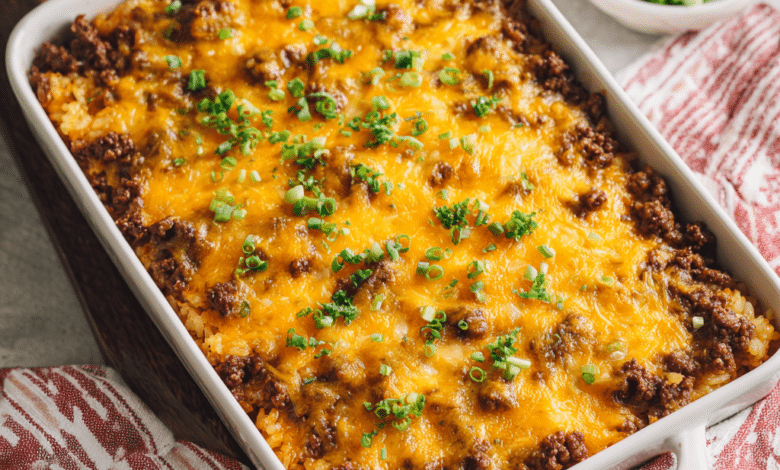 Baked Beef and Rice Casserole
