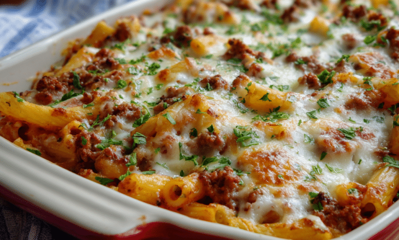 Baked Ziti with Ground Beef – A Cozy Oven Dish That Feels Like Home