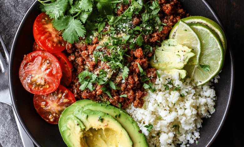 Ground Beef Cauliflower Rice Bowl 🥣