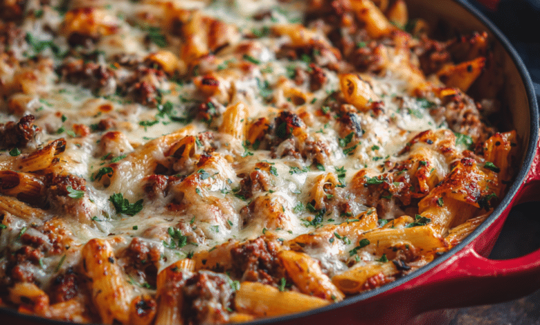 Ground Beef Penne Bake