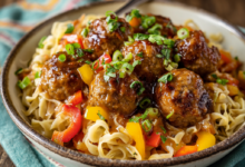 Hawaiian Meatballs with Noodles