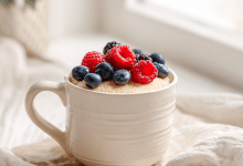 Healthy Vanilla Mug Cake with Oat Flour – A Warm Little Hug in a Cup