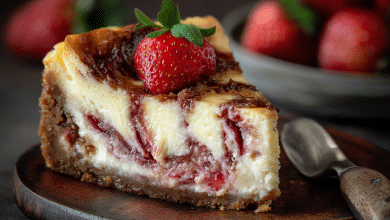 Baked Strawberry Swirl Cheesecake