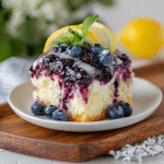 Blueberry Jello Poke Cake with Lemon Glaze